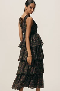 Endless Rose Sleeveless V-Neck Tiered Midi Dress