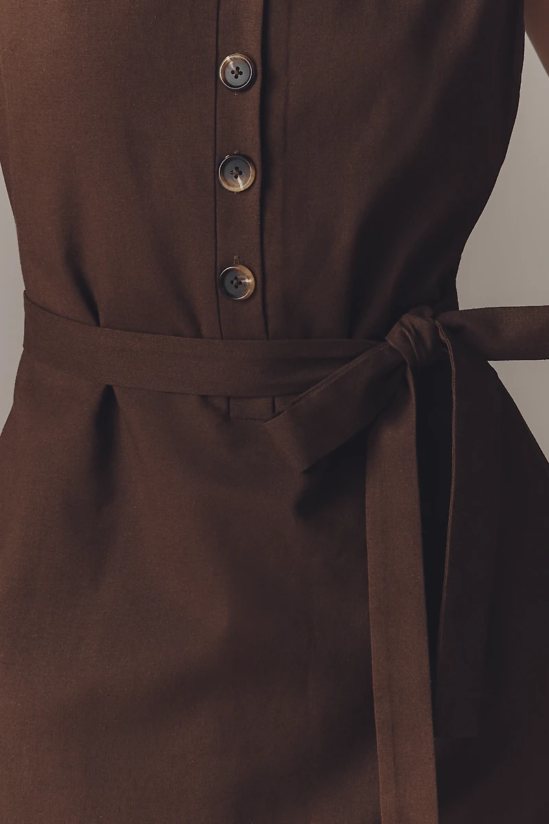 Endless Rose Linen Blend Boat-Neck Midi Dress