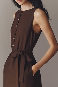 Endless Rose Linen Blend Boat-Neck Midi Dress