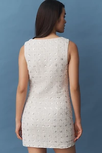 Endless Rose Sleeveless Embellished Tweed Mini Dress
