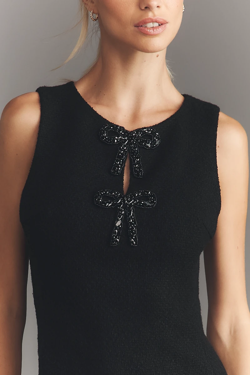 Endless Rose Boat-Neck Wool Blend Slim Mini Dress