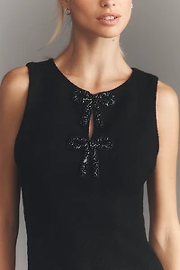 Endless Rose Boat-Neck Wool Blend Slim Mini Dress