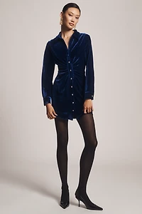 Endless Rose Long-Sleeve Velvet Mini Shirt Dress