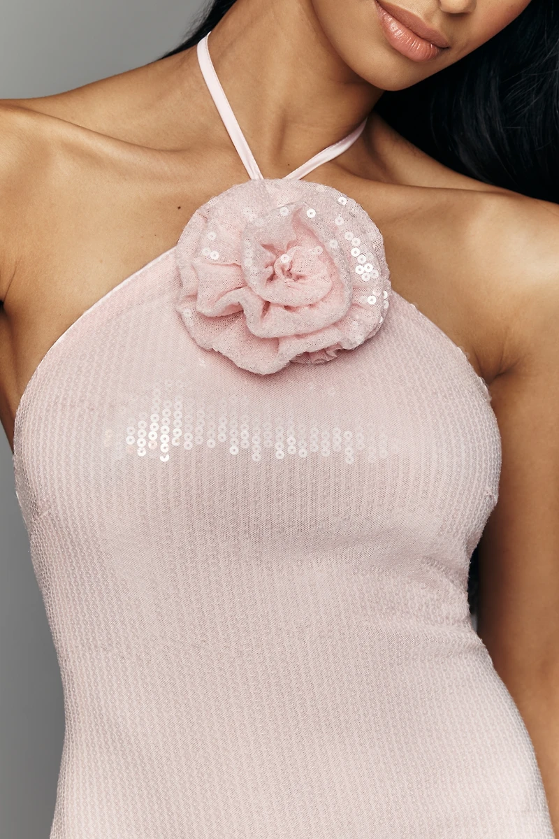 Endless Rose Shimmer Halter Maxi Dress