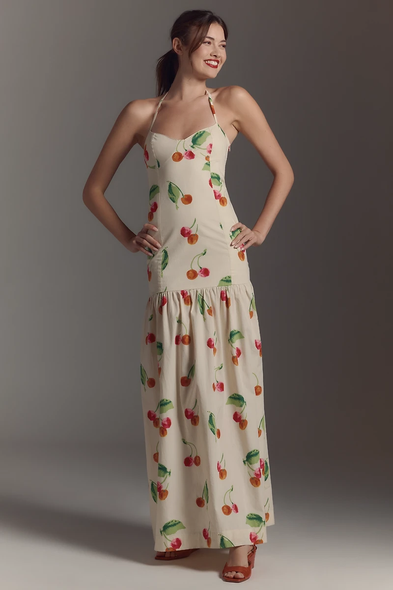 S/W/F Drop-Waist Halter Maxi Dress