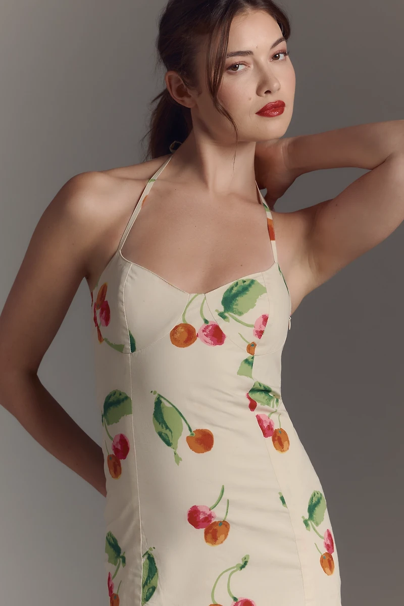S/W/F Drop-Waist Halter Maxi Dress