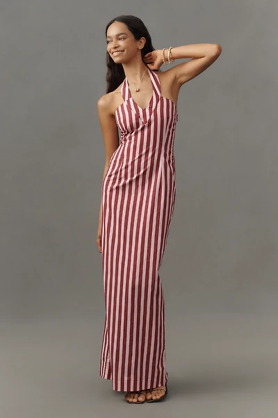 S/W/F Sleeveless Halter Slim Maxi Dress