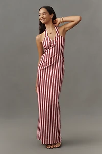 S/W/F Sleeveless Halter Slim Maxi Dress