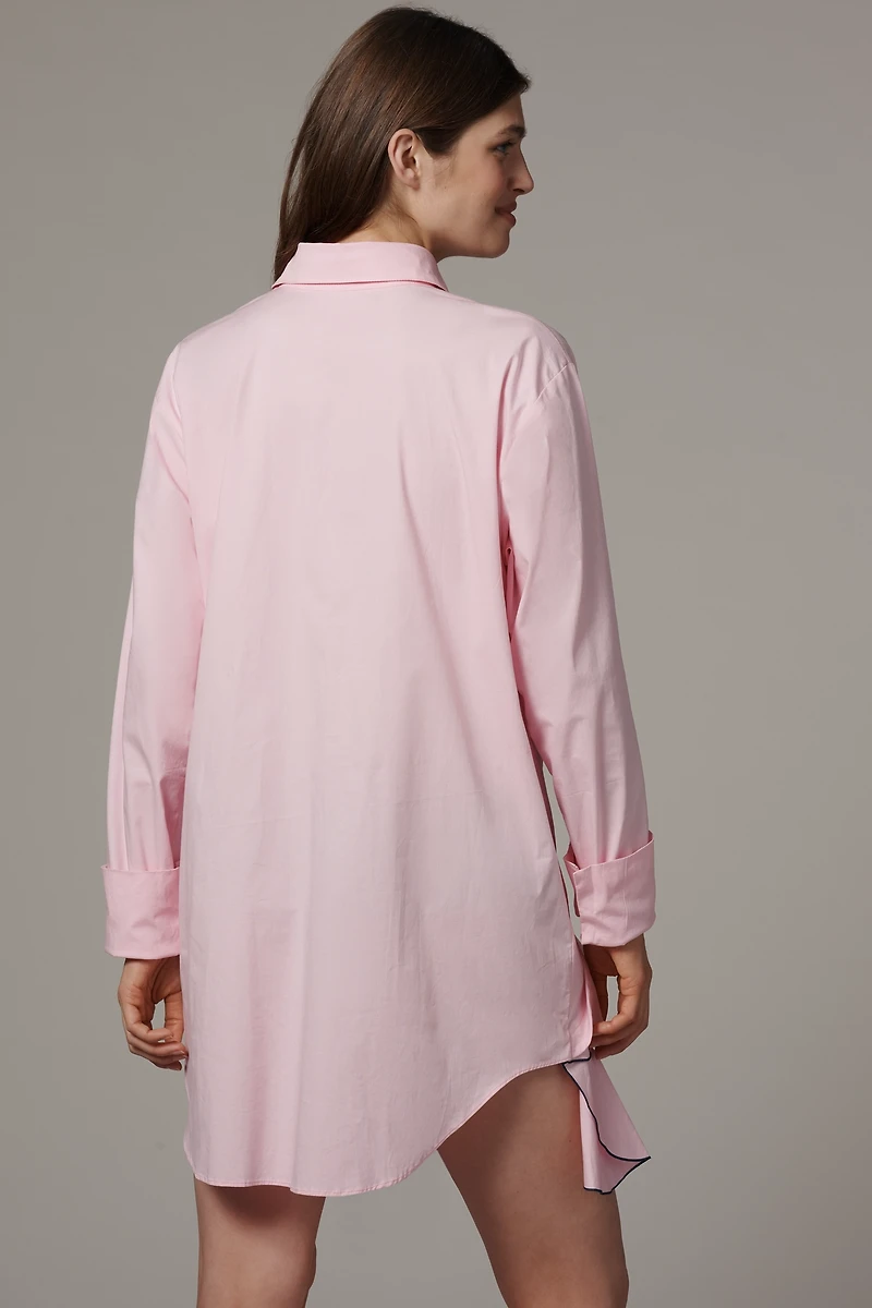 S/W/F Long-Sleeve Ruffled Mini Shirt Dress