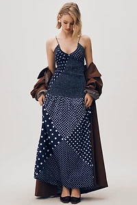 S/W/F Drop-Waist Patchwork Cotton Maxi Dress