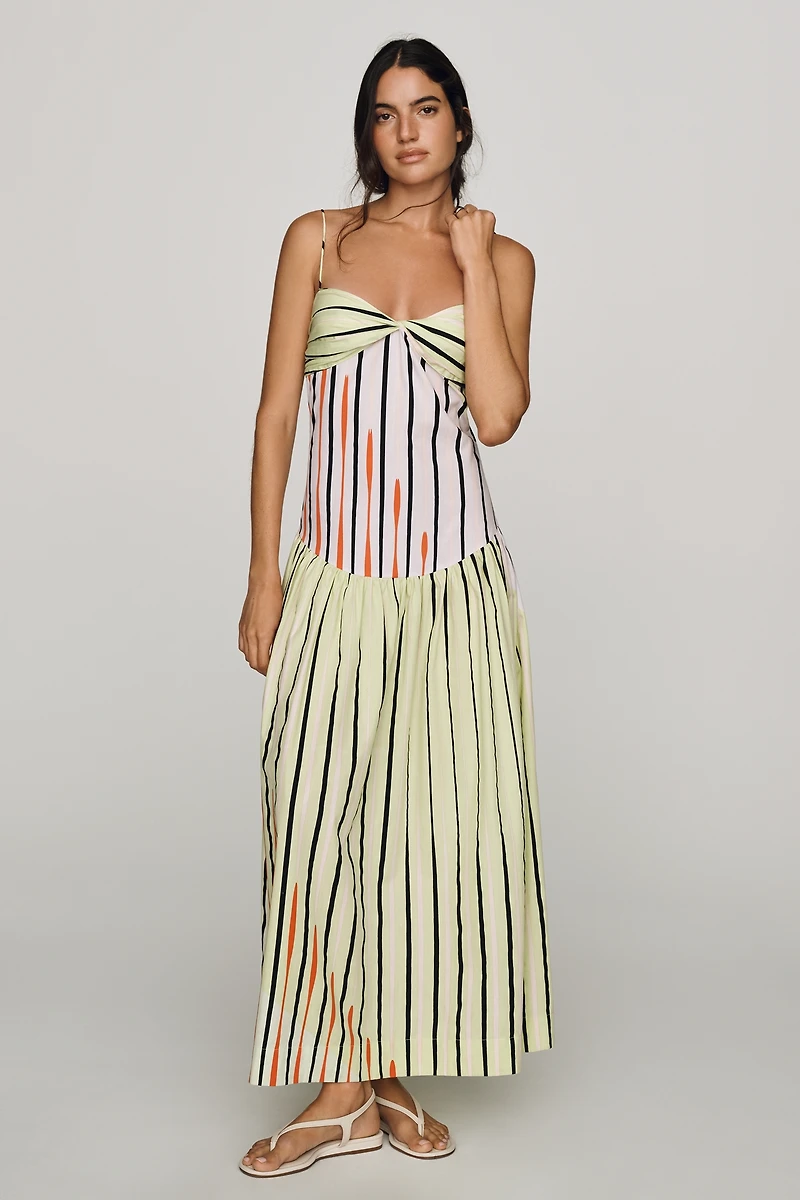 S/W/F Strapless Drop Waist Maxi Dress