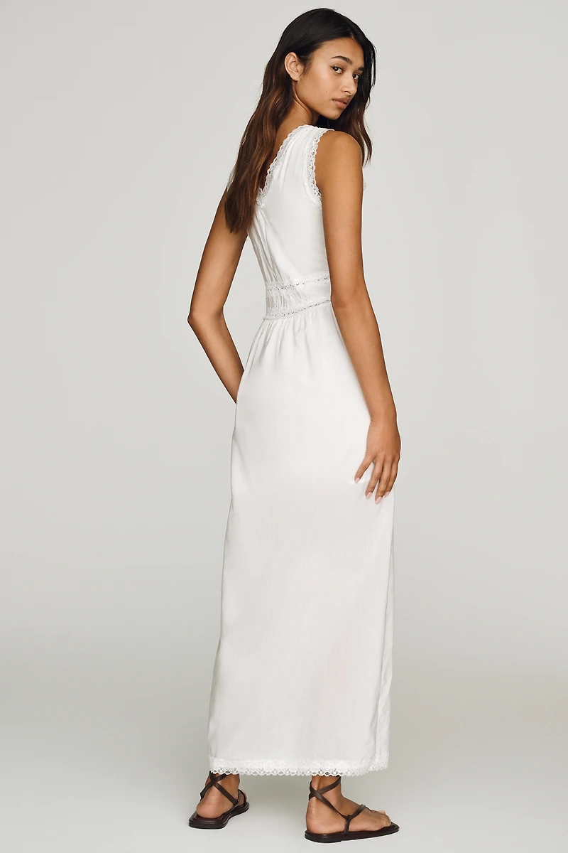 S/W/F Plunge Lace Pinafore Maxi Dress