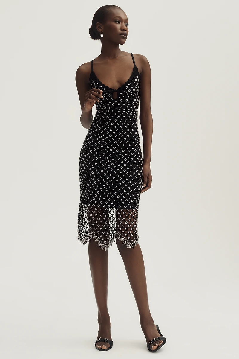MISHA V-Neck Beaded Mini Dress