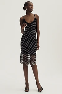 MISHA V-Neck Beaded Mini Dress