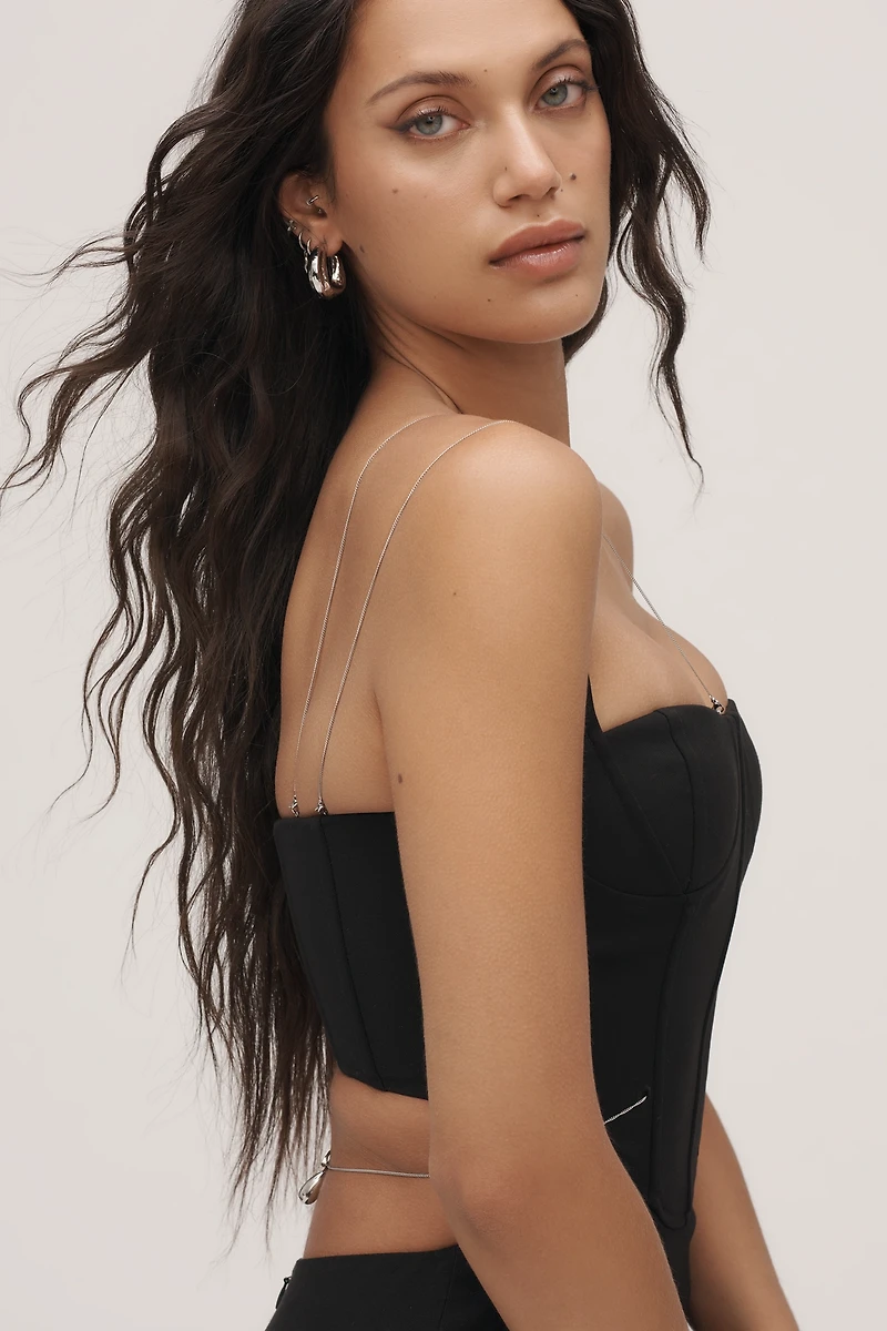 MISHA Cyrus Chain Cutout Suiting Maxi Dress