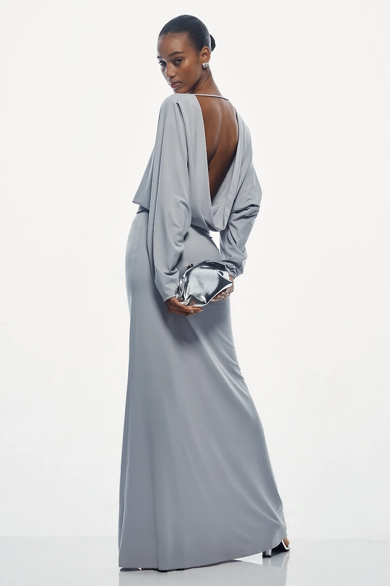 MISHA Zephyr Long-Sleeve Mock-Neck Jersey Maxi Dress