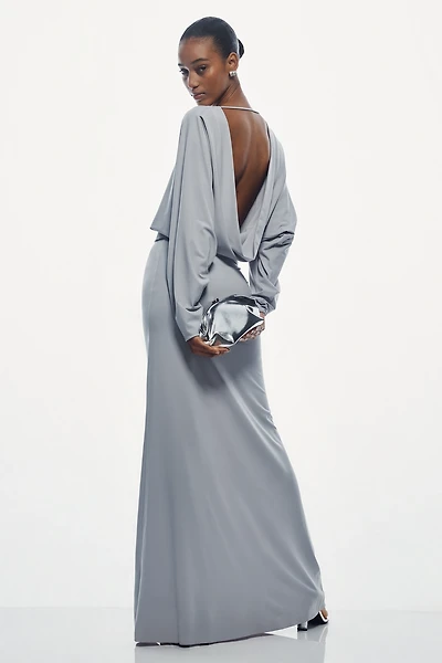 MISHA Zephyr Long-Sleeve Mock-Neck Jersey Maxi Dress