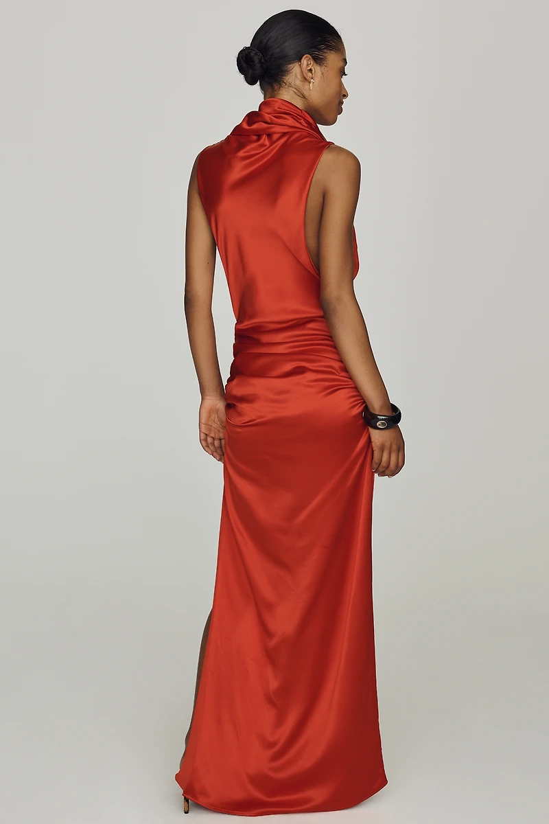 MISHA Cowl-Neck Satin Maxi Dress