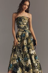 Shona Joy Weyes Strapless Linen Blend Midi Dress