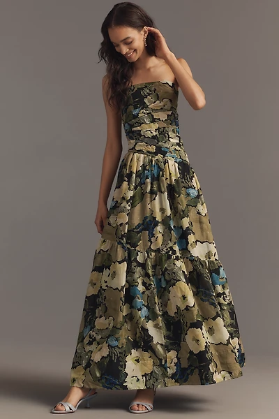 Shona Joy Weyes Strapless Linen Blend Midi Dress