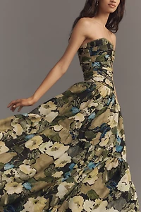 Shona Joy Weyes Strapless Linen Blend Midi Dress