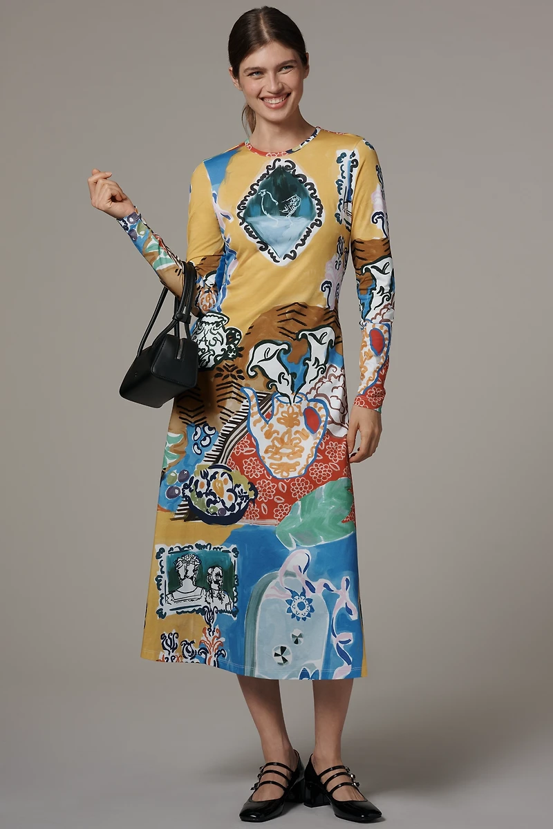 De Loreta Kiara Long-Sleeve Midi Dress