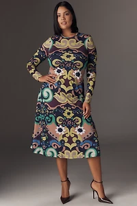 De Loreta Kiara Long-Sleeve Printed Dress