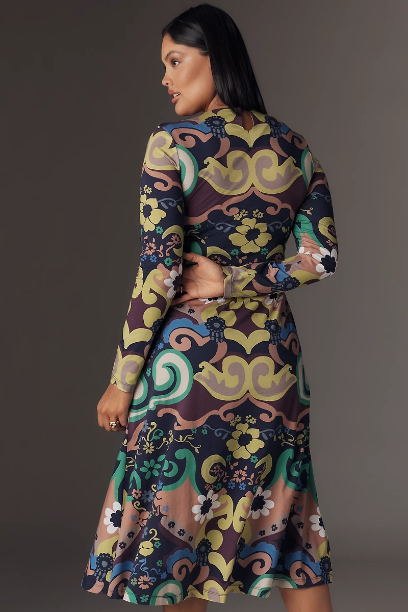 De Loreta Kiara Long-Sleeve Printed Dress