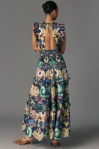 De Loreta Petite Cora Ruffle Maxi Dress