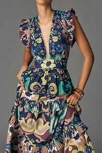 De Loreta Petite Cora Ruffle Maxi Dress