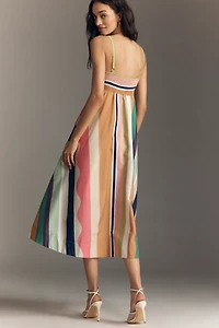 De Loreta Stripe Cotton Midi Dress