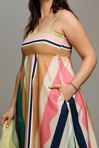 De Loreta Stripe Cotton Midi Dress