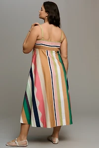 De Loreta Stripe Cotton Midi Dress