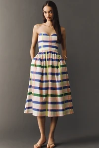 De Loreta Petite Cotton Dalila Strapless Midi Dress