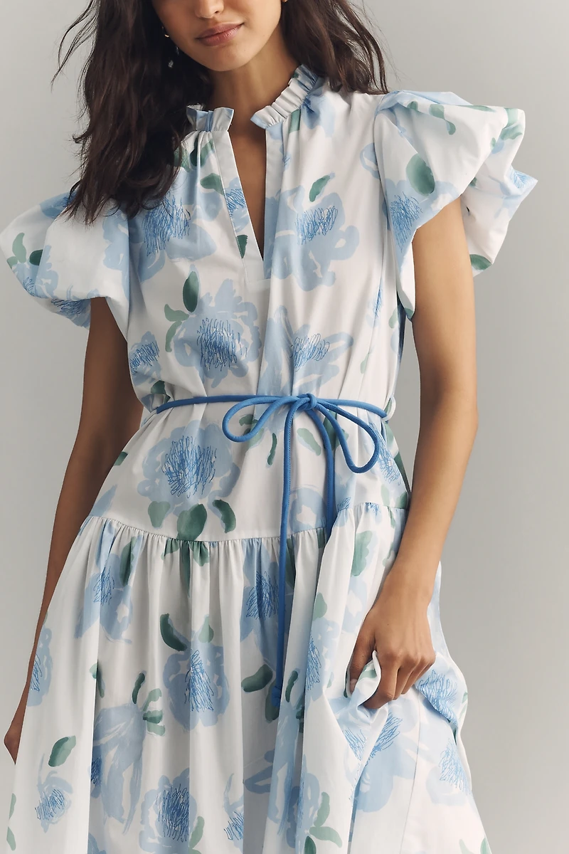 De Loreta Gabo Cotton Puff-Sleeve Midi Dress