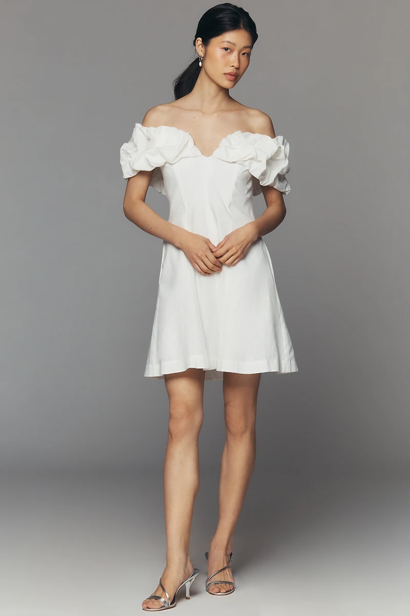 De Loreta Cumaral Cotton Off-Shoulder Mini Dress