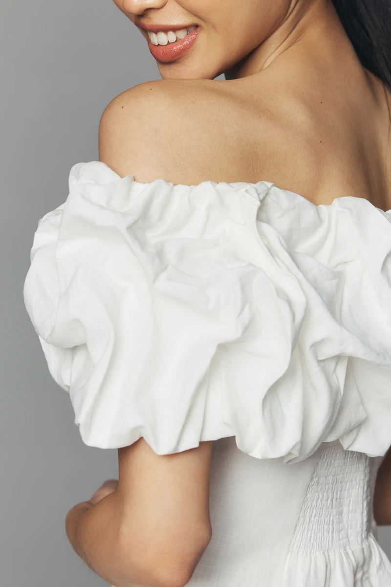 De Loreta Cumaral Cotton Off-Shoulder Mini Dress