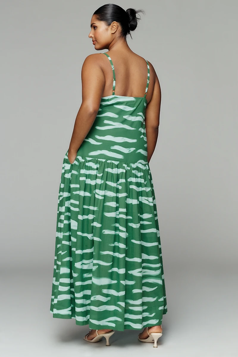 De Loreta Paca Cotton Drop-Waist Midi Dress