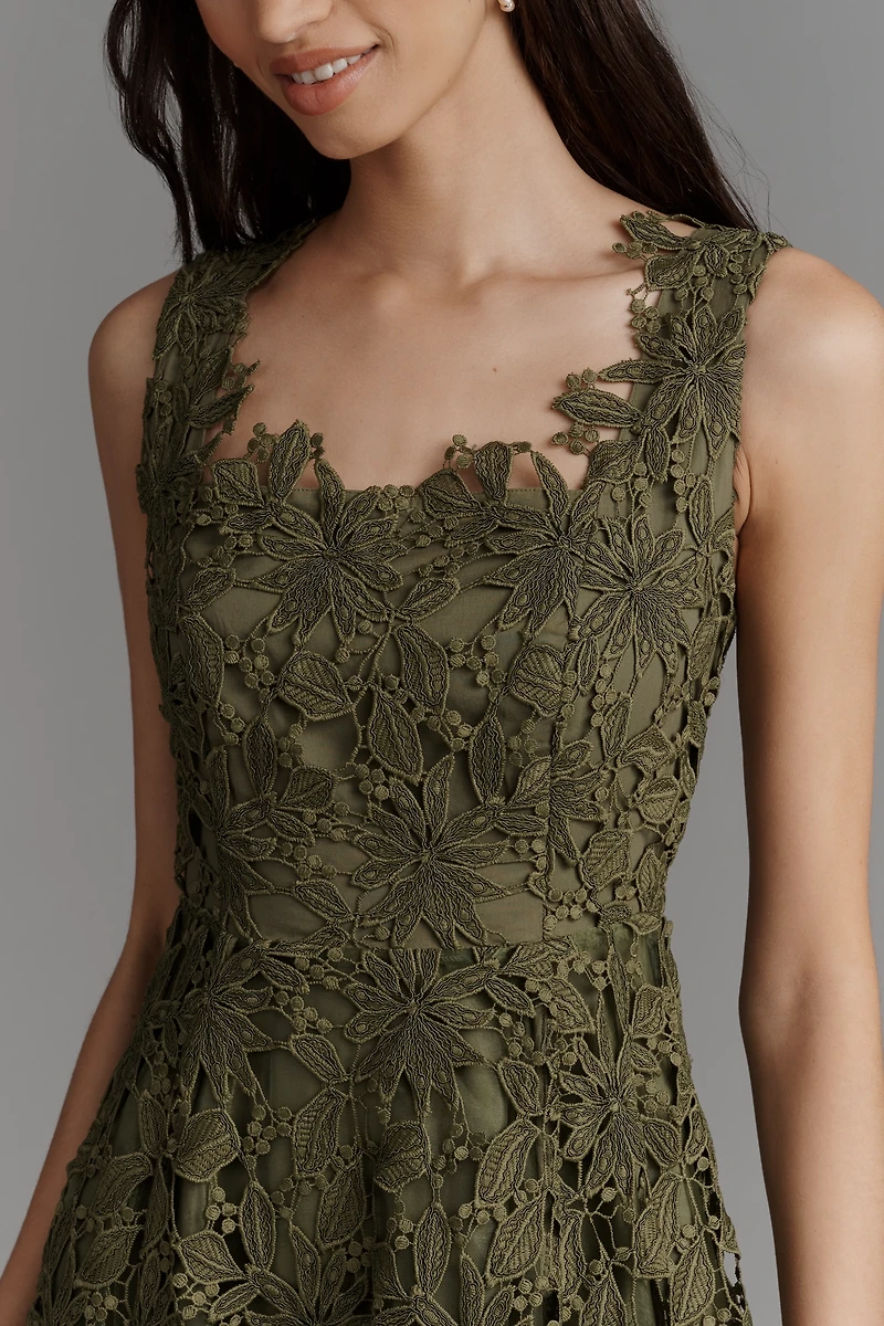 Mag Duggal Lace Cutwork Midi Dress