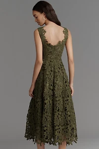 Mag Duggal Lace Cutwork Midi Dress