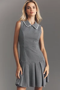 Mac Duggal Sleeveless Collared Bouclé Mini Dress