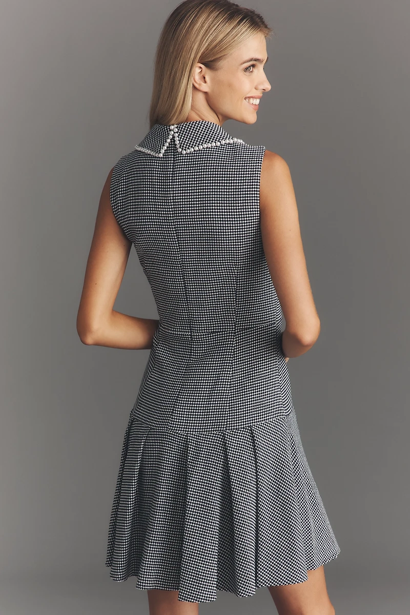 Mac Duggal Sleeveless Collared Bouclé Mini Dress