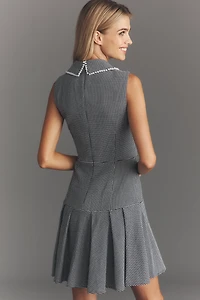 Mac Duggal Sleeveless Collared Bouclé Mini Dress