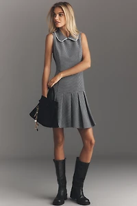 Mac Duggal Sleeveless Collared Bouclé Mini Dress
