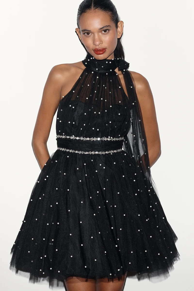 Mac Duggal One-Shoulder Embellished Fit & Flare Mini Dress