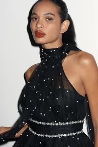 Mac Duggal One-Shoulder Embellished Fit & Flare Mini Dress