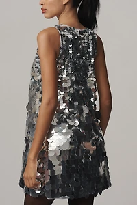 Mac Duggal Sleeveless Sequin Trapeze Mini Dress