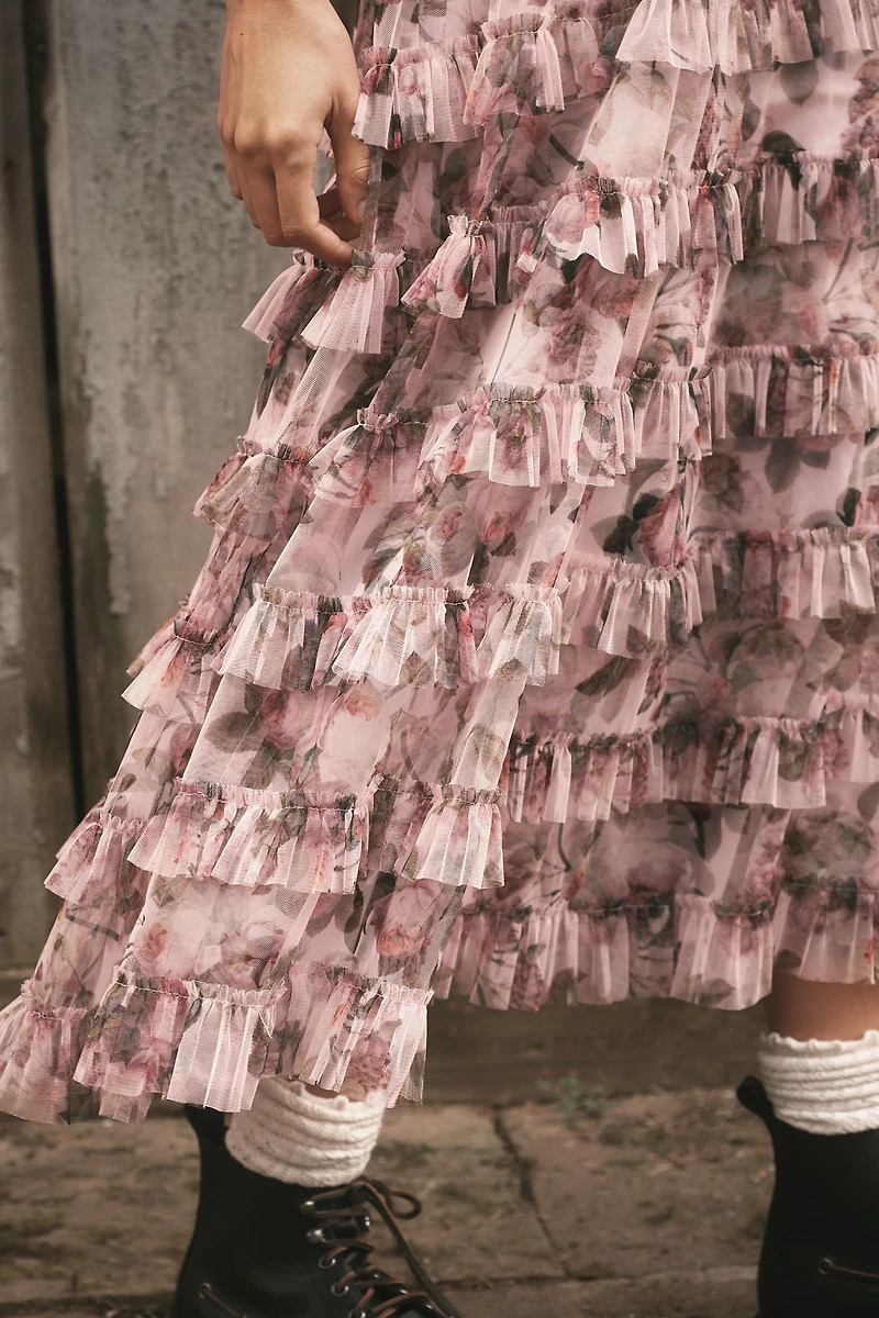 Mac Duggal Strapless Tiered Ruffled A-Line Maxi Dress