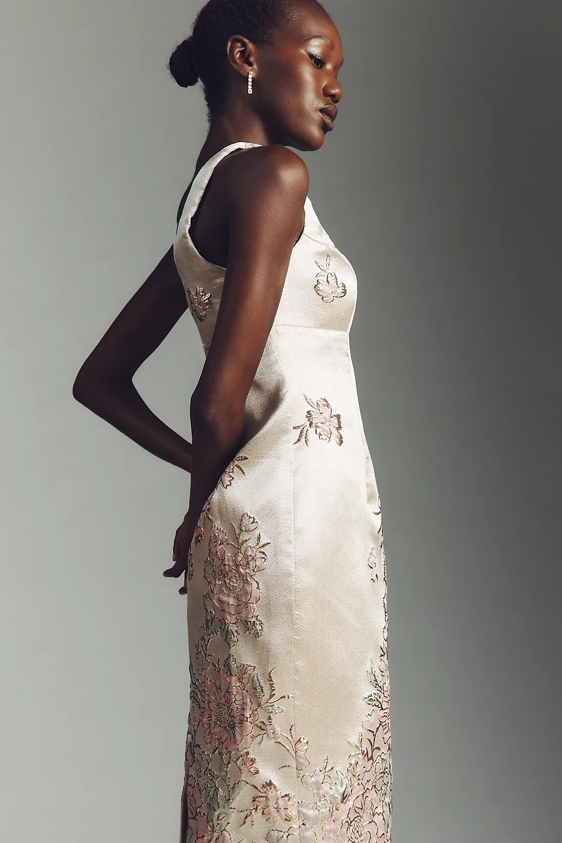 Mac Duggal Sleeveless Square-Neck Slim Midi Dress