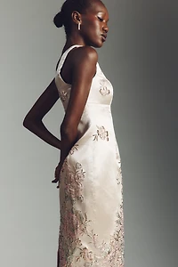 Mac Duggal Sleeveless Square-Neck Slim Midi Dress